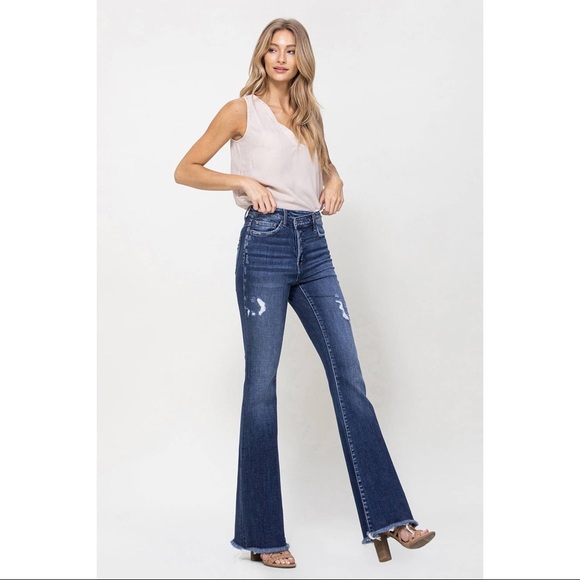LAST 1! Harmony Asymmetric Waistband Flare Jeans - Picture 9 of 11